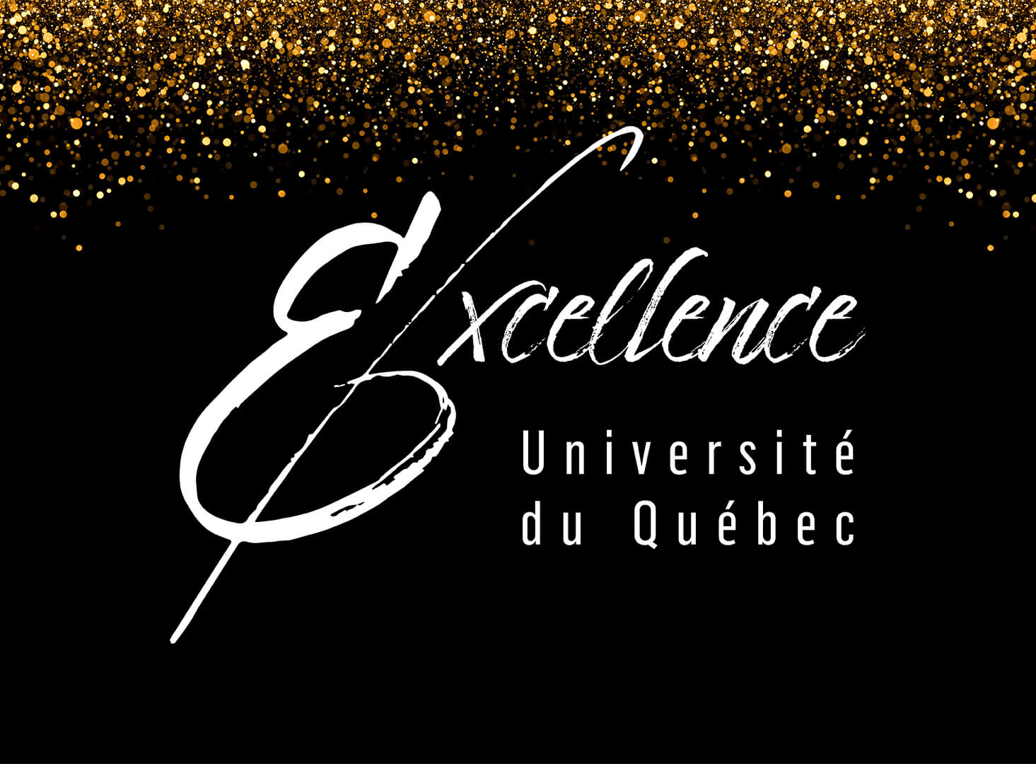 Montage graphique noir et or chic pour la Cérémonie excellence 2026 de l'Université du Québec.